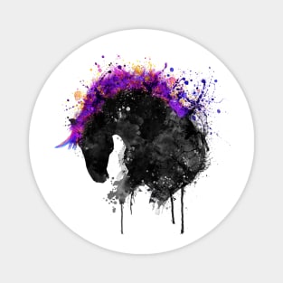 Horse Head Watercolor Silhouette Magnet